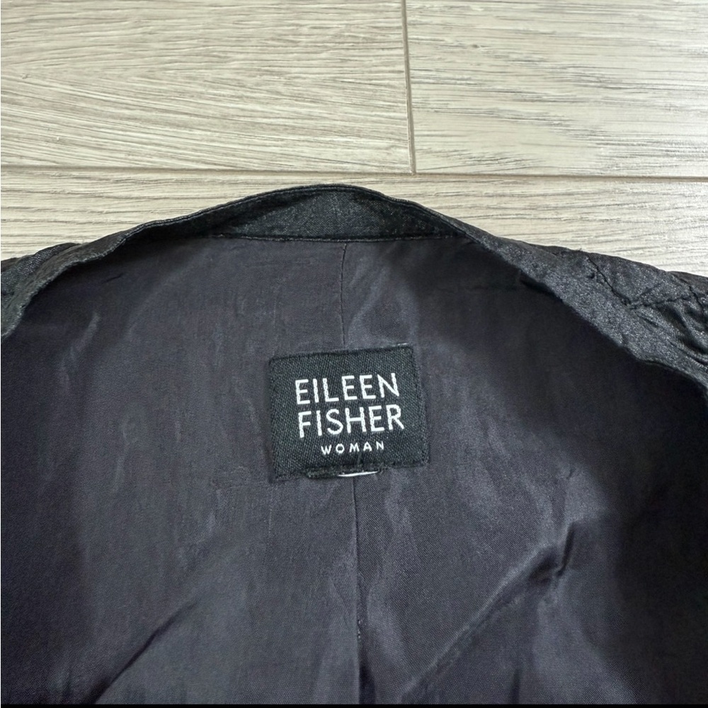 Eileen Fisher Black Textured Jacket Lagenlook Oversized Open Front - Picture 4 of 8